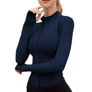 NWT ~ Short Blue Cropped Workout Activewear Yoga Jacket ~ Women's SMALL